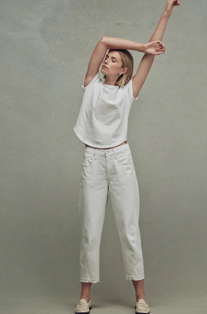 Soft Shift:                                                    Denim Arrived.                                             Cotton pants pulled up a chair.